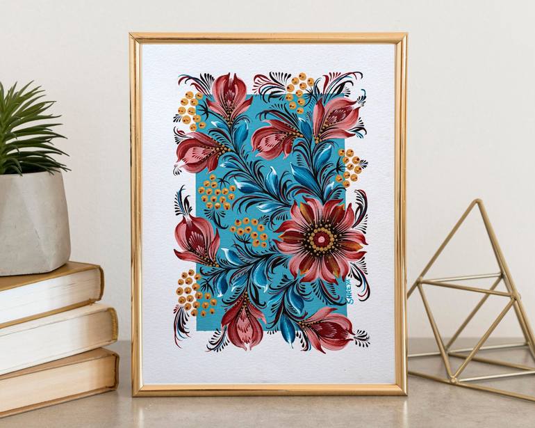 Original Abstract Floral Painting by Shreya Dutta
