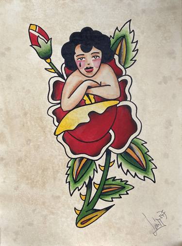 Woman flower nº 2 - Tattoo Flash Collectible thumb