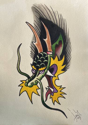 Slim Dragon - Tattoo Flash Collectible thumb