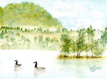 Ducks on Foggy Lake thumb