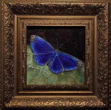 "Butterfly in Nature" small oil painting ЯR thumb