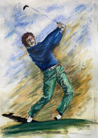 Original Expressionism Sports Painting by Marianne van den Heuvel