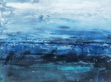 Sea below Sky - Original Blue Abstract Art by Nidhi Patankar thumb