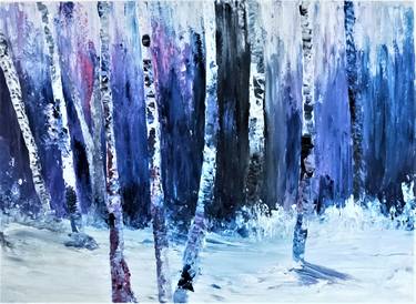 Winter Chill Theme Oak Trees Abstract Art by Nidhi Patankar thumb