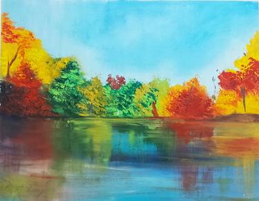 Florals by the river - Colorful River Abstract Artwork thumb