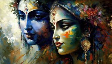 The Eternal Love of Krishna and Radha in AI Harmony thumb