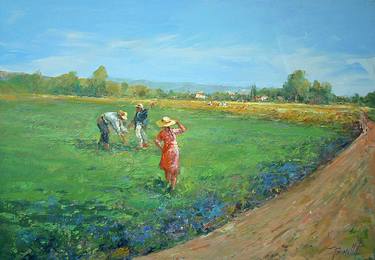 Landscape oil painting Life in the fields Impressionism painting thumb