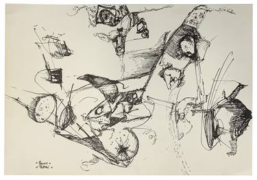 Original Abstract Expressionism Abstract Drawings by Paul Roxi