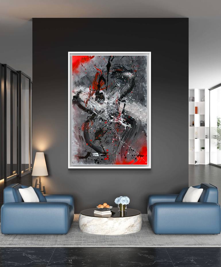 Original Algorithmic Abstract Painting by Cristiana Manolache