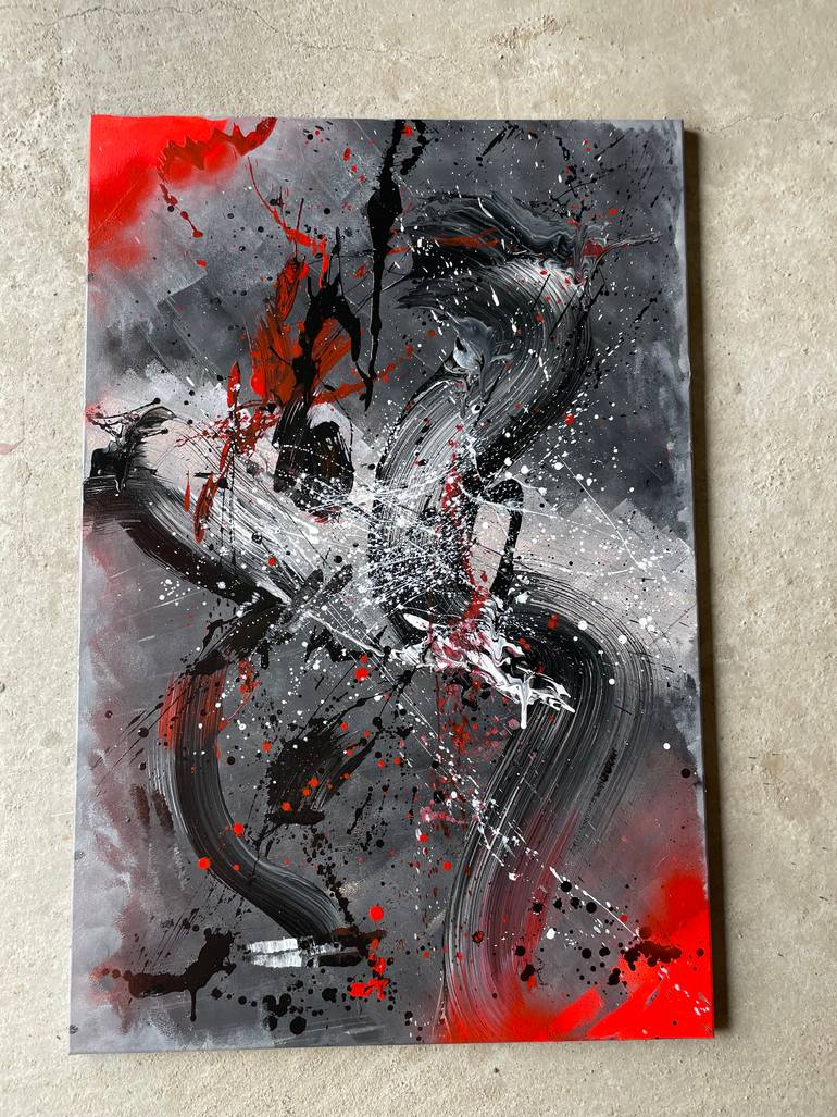 Original Algorithmic Abstract Painting by Cristiana Manolache