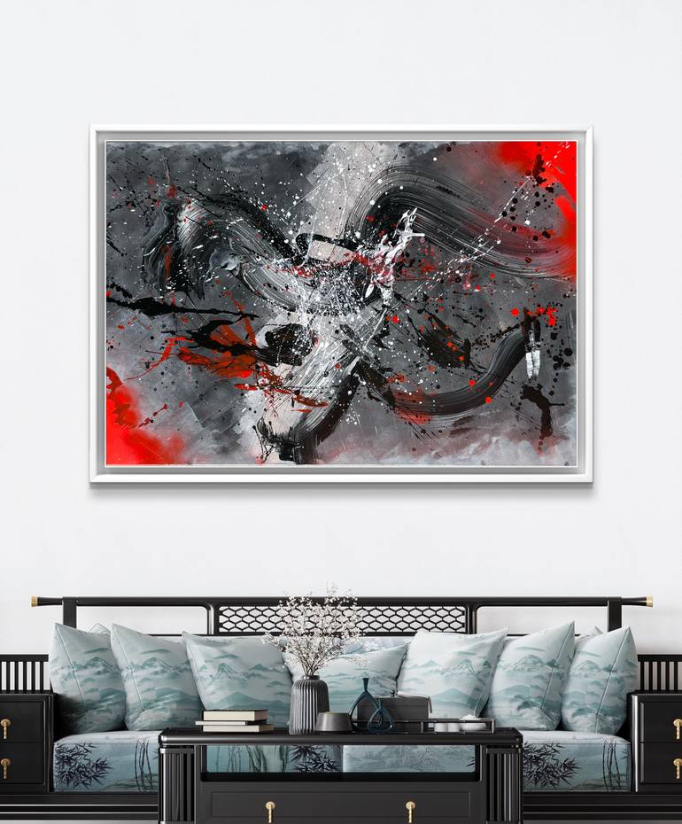 Original Algorithmic Abstract Painting by Cristiana Manolache