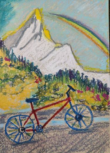 Original Impressionism Bicycle Drawings by Jayashree Nandi