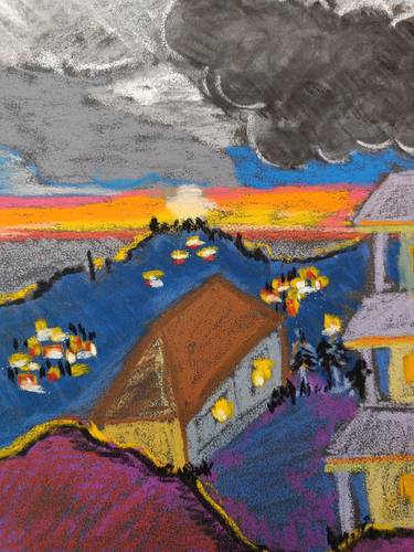 Original Impressionism Landscape Drawings by Jayashree Nandi