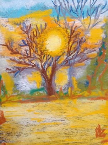 Original Impressionism Landscape Drawings by Jayashree Nandi