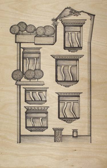 Original Art Deco Architecture Drawings by Edita J Birschbach