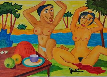 Original Expressionism Nude Paintings by Giovanni Frattini