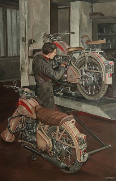 Print of Portraiture Motorbike Paintings by Benoit Montet