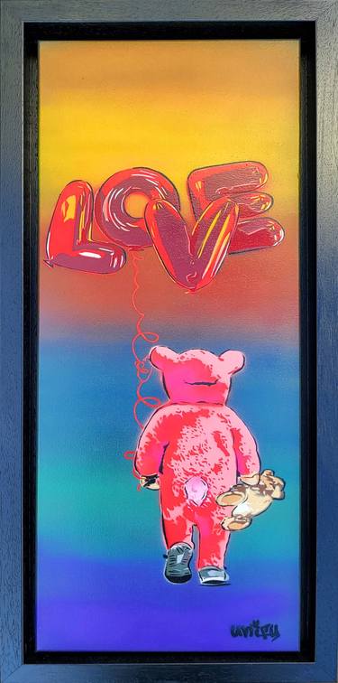 Bunny Suit Love Rainbow Peace Canvas with Float Frame thumb