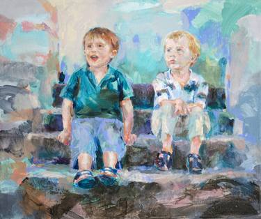 Original Impressionism Children Paintings by Fernanda Cataldo