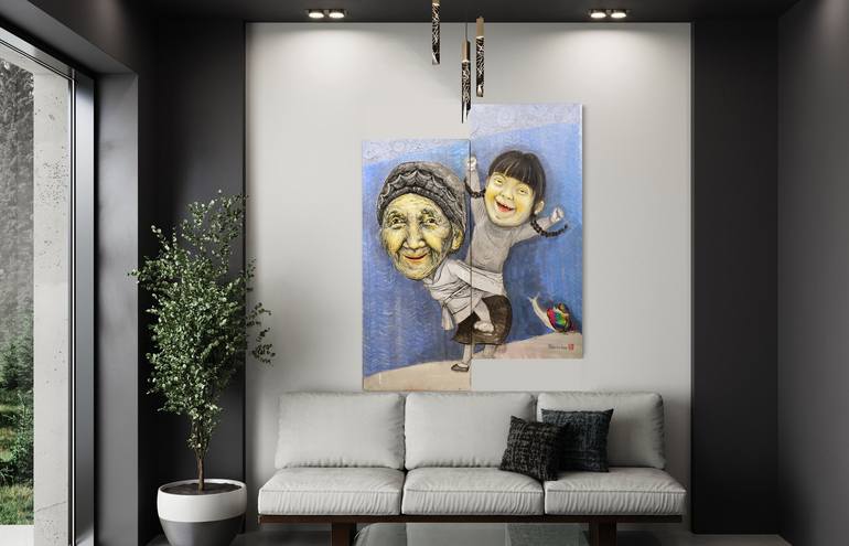 Original Fine Art Family Painting by Sharon Kim