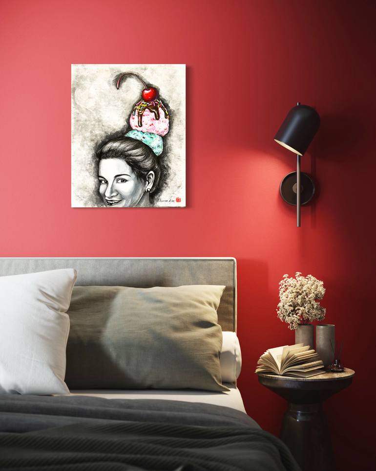 Original Black & White Family Painting by Sharon Kim
