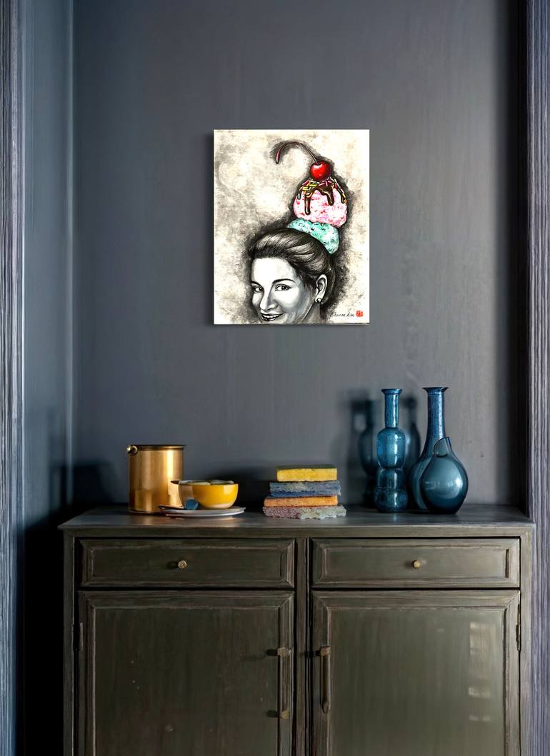Original Black & White Family Painting by Sharon Kim
