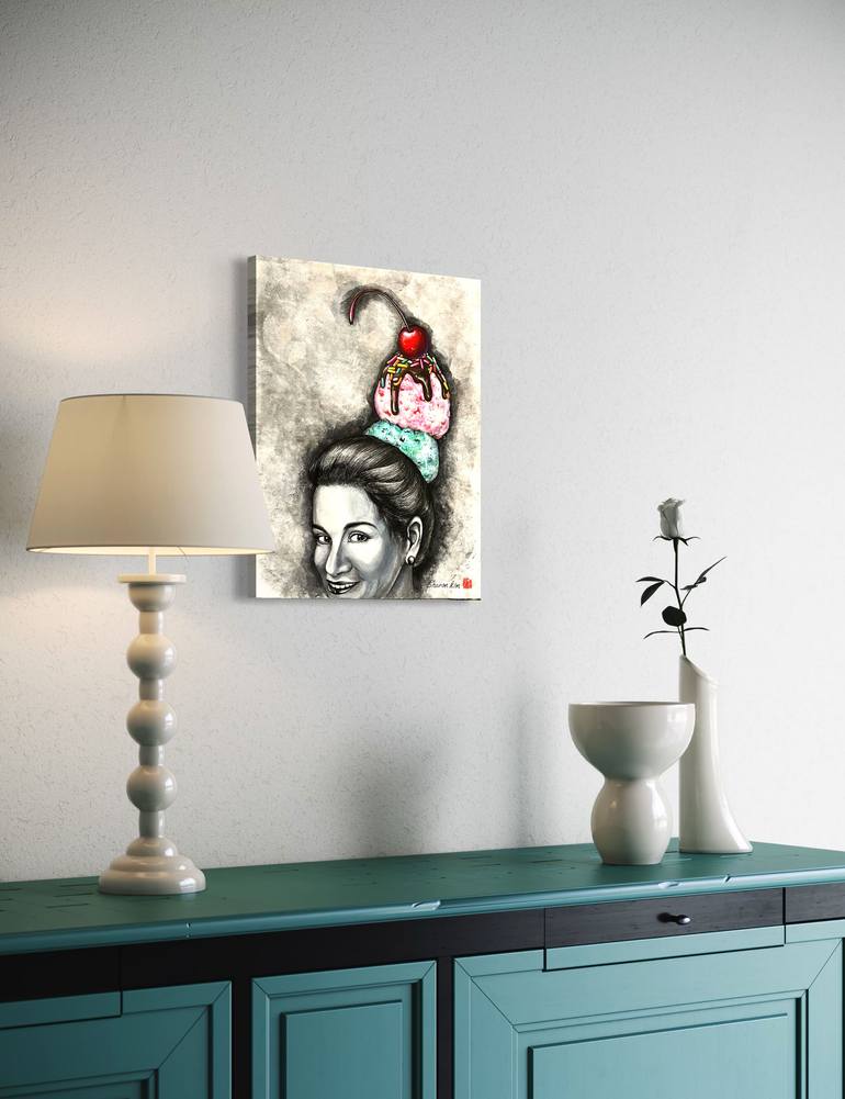 Original Black & White Family Painting by Sharon Kim