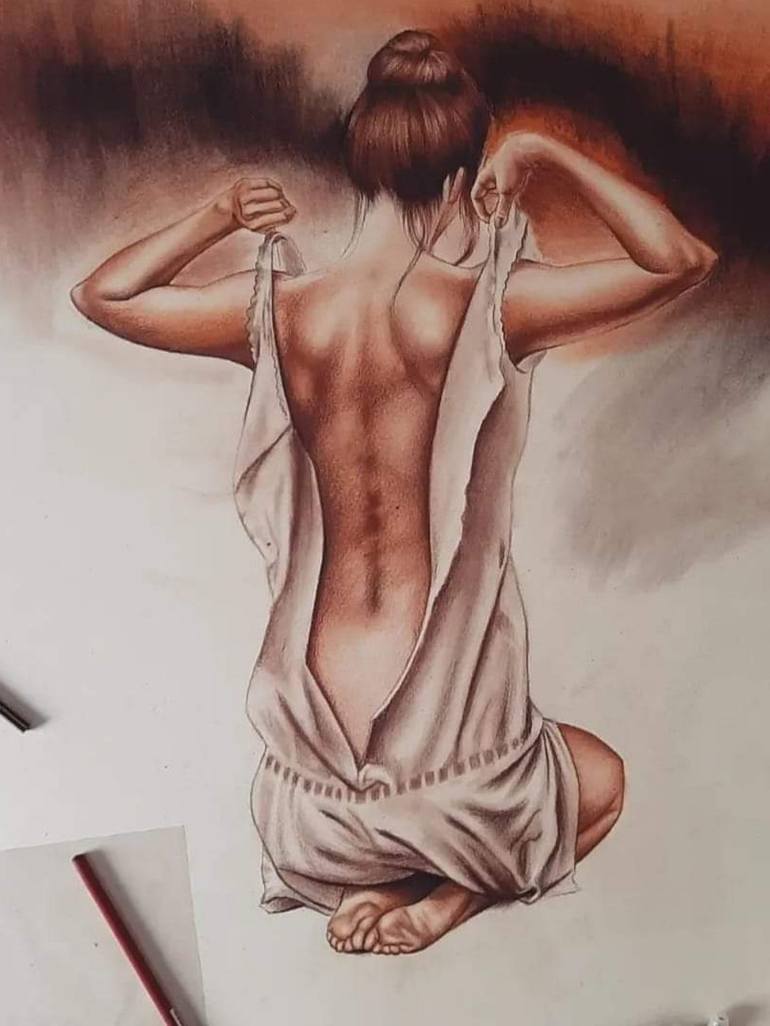 Original Realism Women Drawing by Carla Gagliano