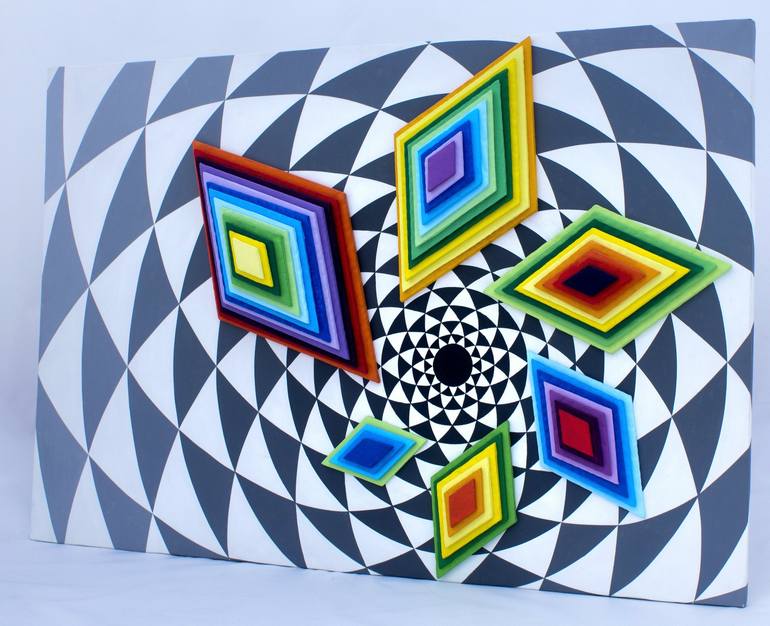 Original 3d Sculpture Geometric Painting by Renich Renich