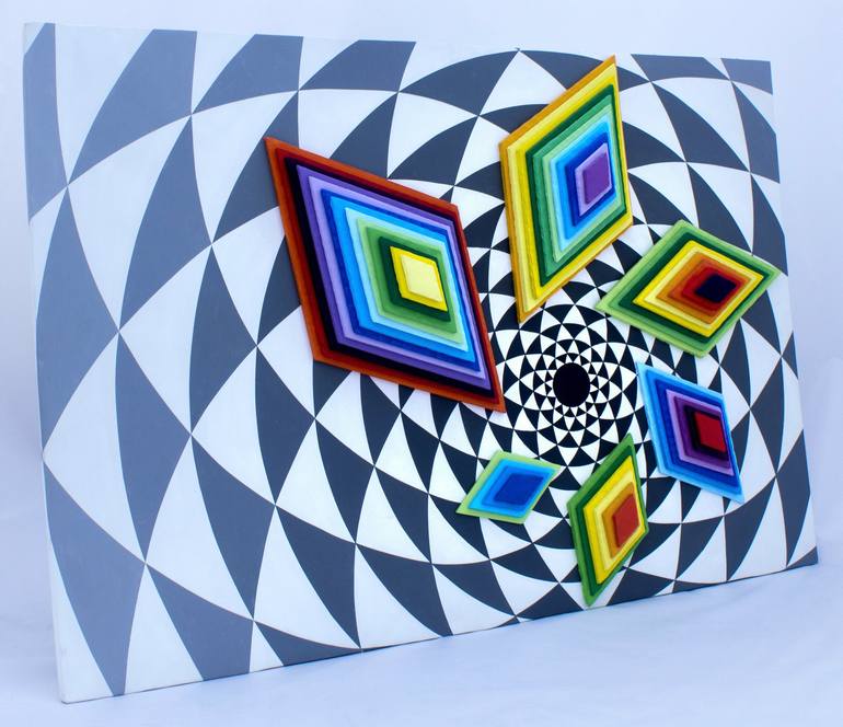 Original 3d Sculpture Geometric Painting by Renich Renich