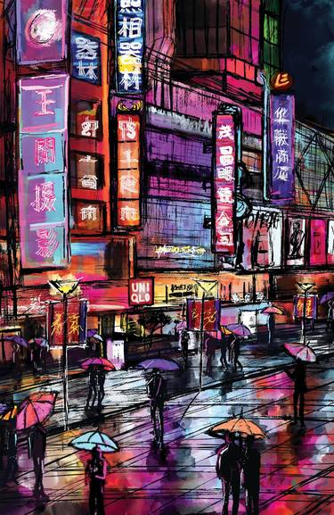 Original Abstract Cities Digital by claire cai