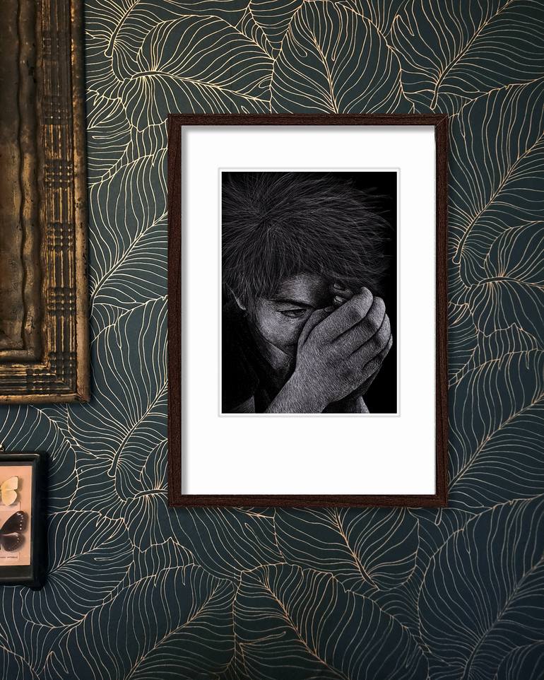 Original Black & White Children Painting by Lia Mariani
