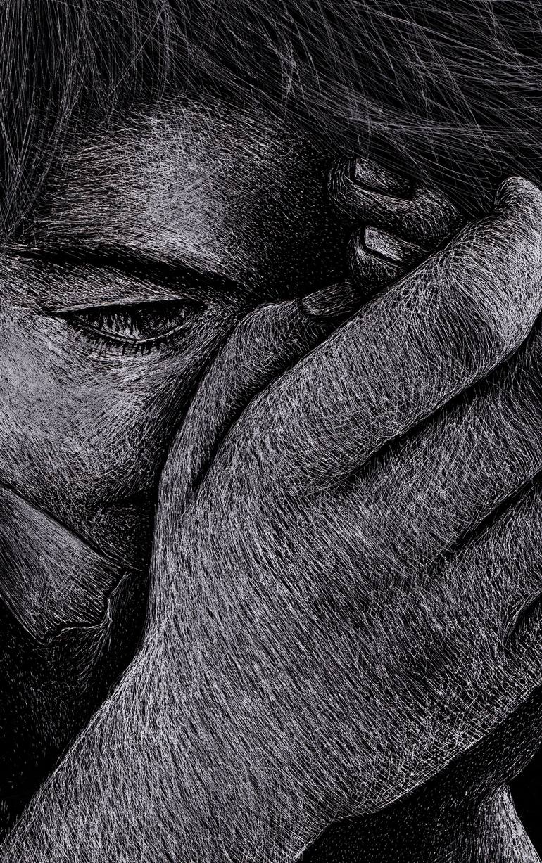 Original Black & White Children Painting by Lia Mariani