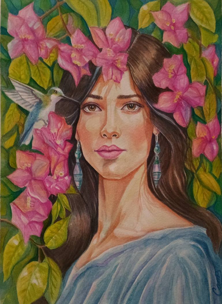 Between honey and flowers (entre la miel y la flor) Painting by