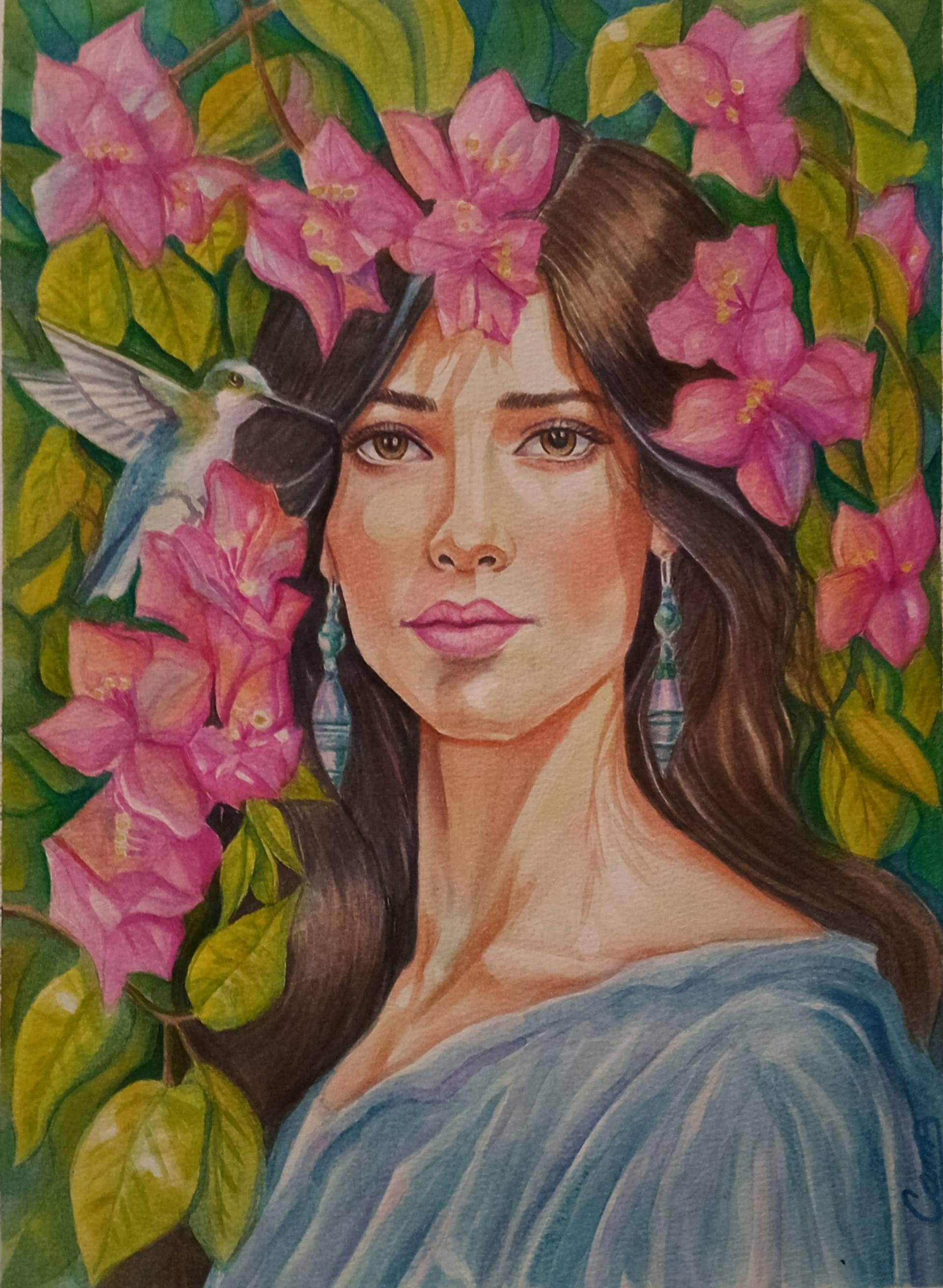 Between honey and flowers (entre la miel y la flor) Painting by