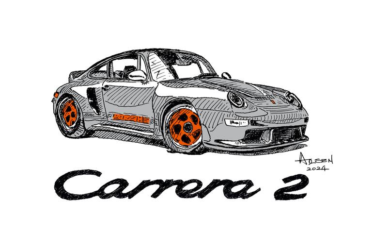 Original Illustration Car Mixed Media by Arsen Brzostek