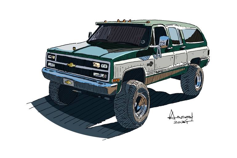 Original Illustration Car Mixed Media by Arsen Brzostek