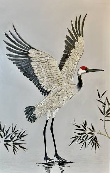 Painting "Crane in the bamboo thickets" Large size thumb