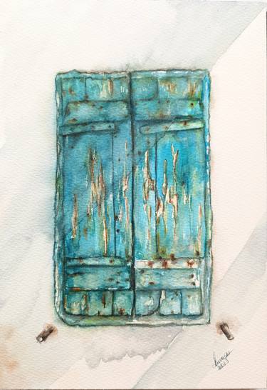 Window with Turquoise Shutters thumb