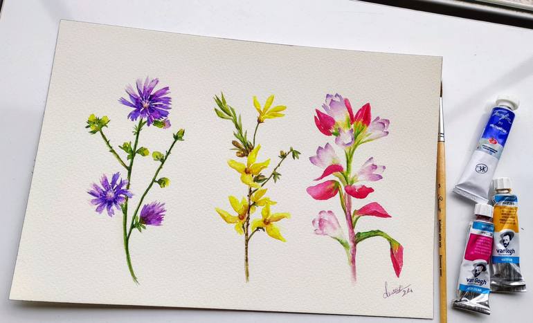 Original Floral Painting by Derya Dere