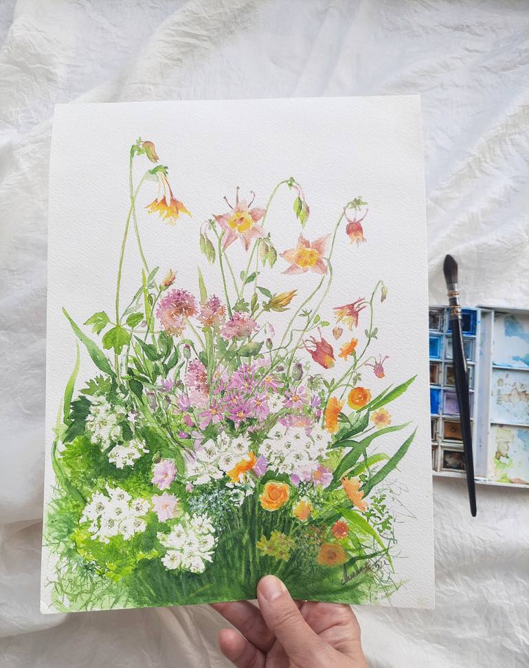 Original Impressionism Floral Painting by Derya Dere