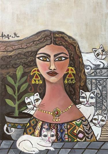 Original Folk Women Paintings by Dr-Manal Mahdy