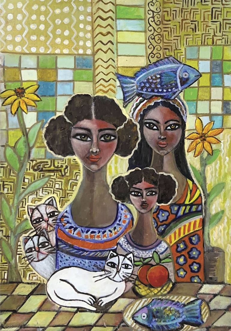 Print of Portraiture Family Paintings by Manal Mahdy
