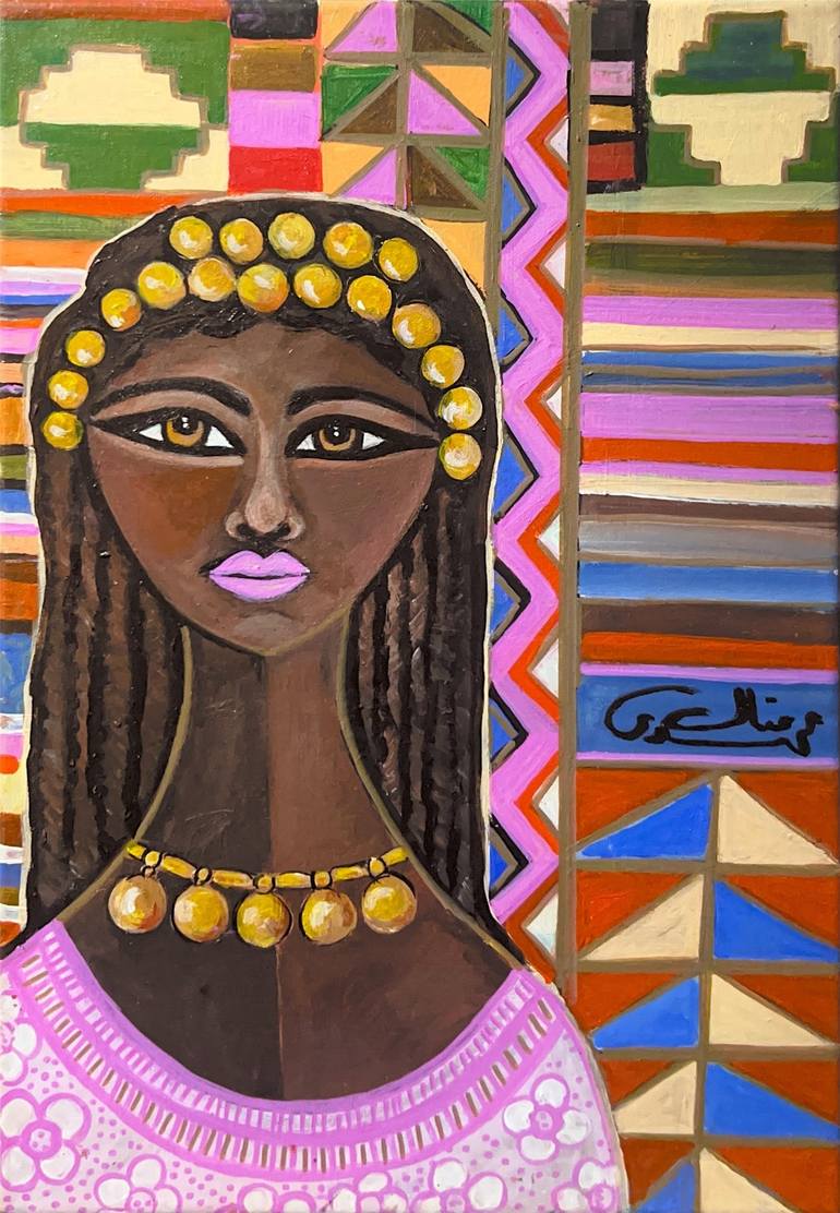 Print of Folk Women Paintings by Manal Mahdy