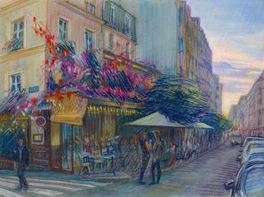 Original Impressionism Cities Mixed Media by Tatiana KONOKO