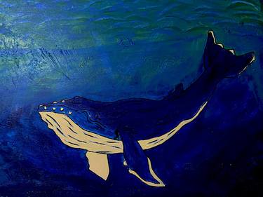 Blue Whale acrylic canvas painting thumb
