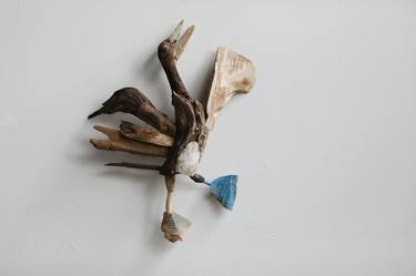 BLUE-FOOTED BOOBY 'Wood Spirit' - Wall Sculpture thumb