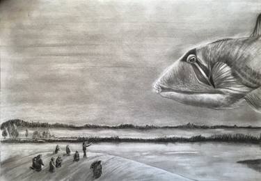 "The doubt". Charcoal drawing, paper. thumb