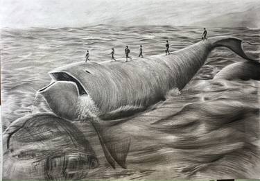Original Surrealism Fish Drawings by Elena Semina