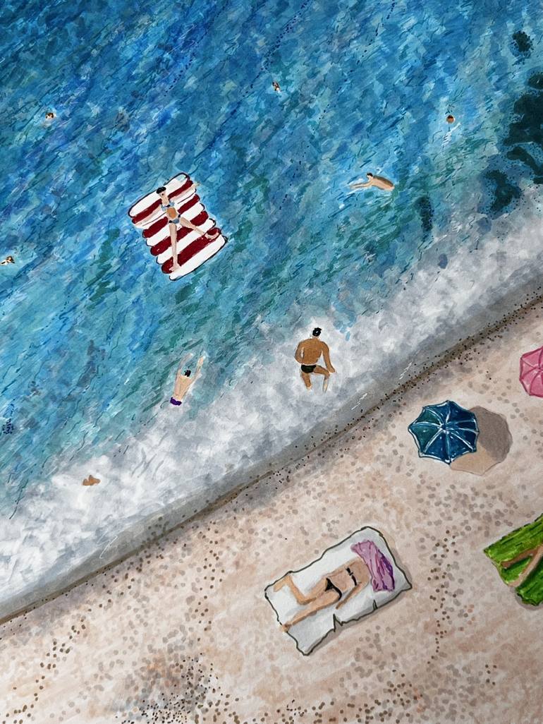 Original Beach Drawing by Elena Semina